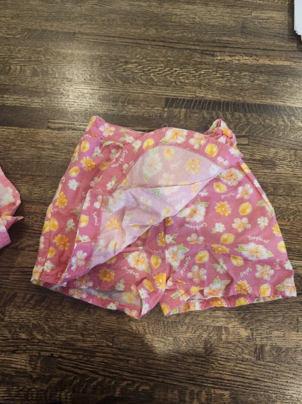 Vintage 90's Oshgosh B'gosh Girls Pink Floral Tropical Skort Top Set Like New 6X